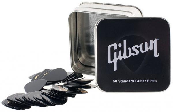 Gibson Pick Tin/Boîte de 50 médiators standard dans une boîte de collection - Medium (APRGG50-74M