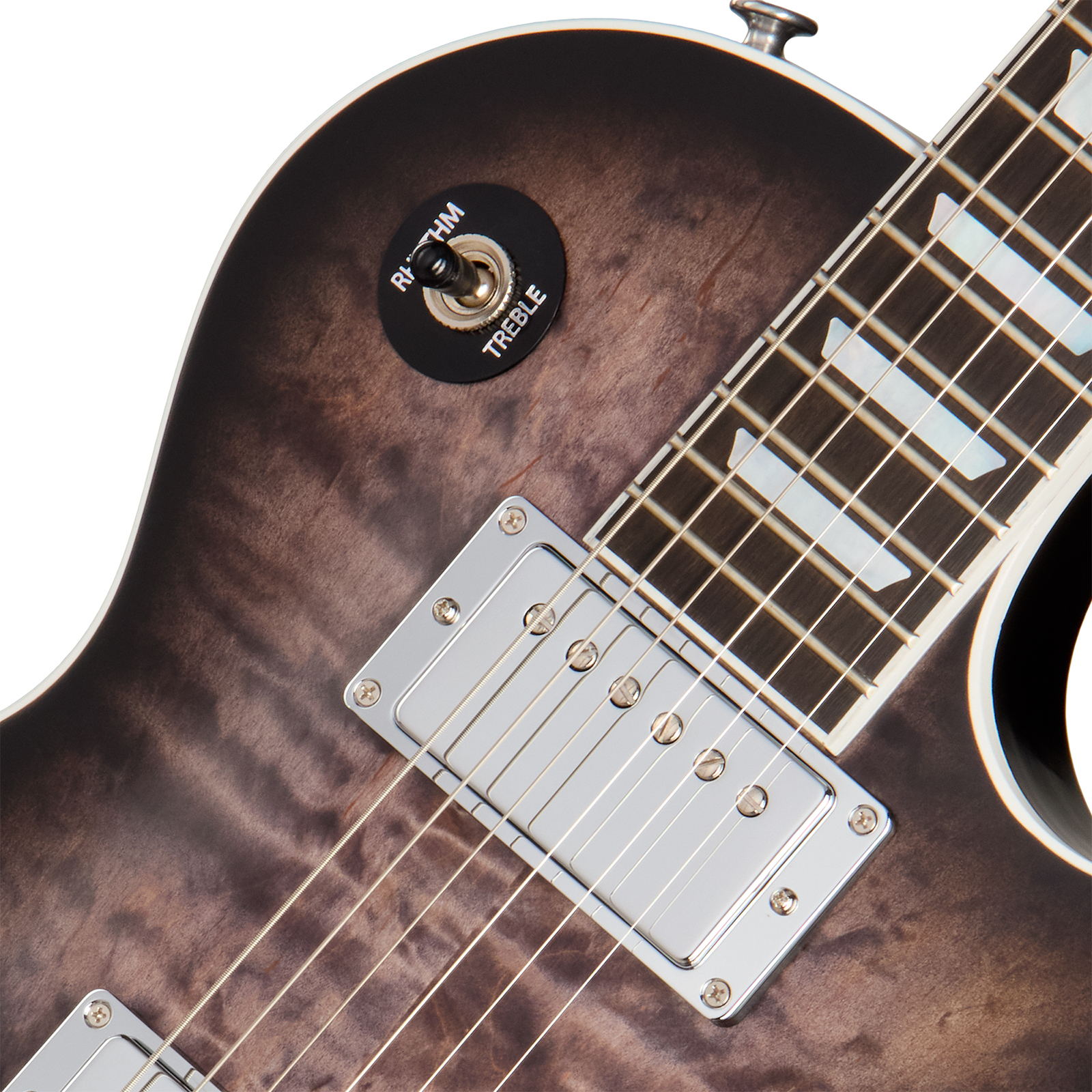 Gibson Mark Morton Les Paul Modern Quilt Signature 2h Ht Rw - Translucent  Ebony Burst  Satin - Guitare Électrique Single Cut - Variation 2