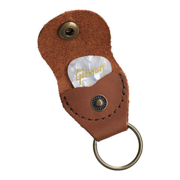 Gibson Premium Leather Pickholder Keychain Brown - Porte Mediator - Variation 2