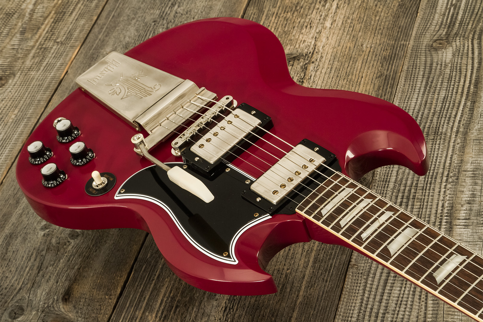 Gibson Sg Standard 1964 Maestro Vibrola 2h Trem Rw #502124 - Vos Metallic Plum - Guitare Électrique Double Cut - Variation 2