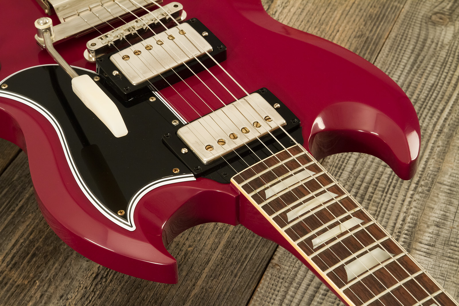 Gibson Sg Standard 1964 Maestro Vibrola 2h Trem Rw #502124 - Vos Metallic Plum - Guitare Électrique Double Cut - Variation 4