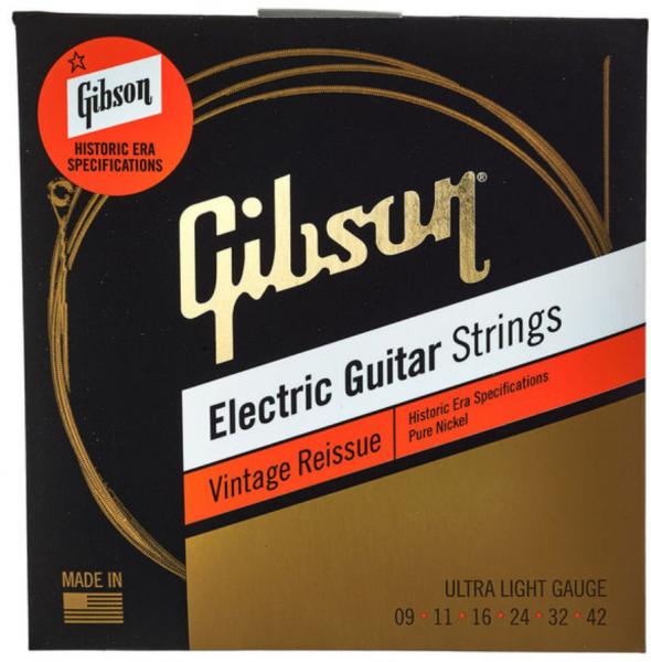 Cordes guitare électrique Gibson Vintage Reissue Pure Nickel Electric Guitar Strings 9-42 - jeu de 6 cordes