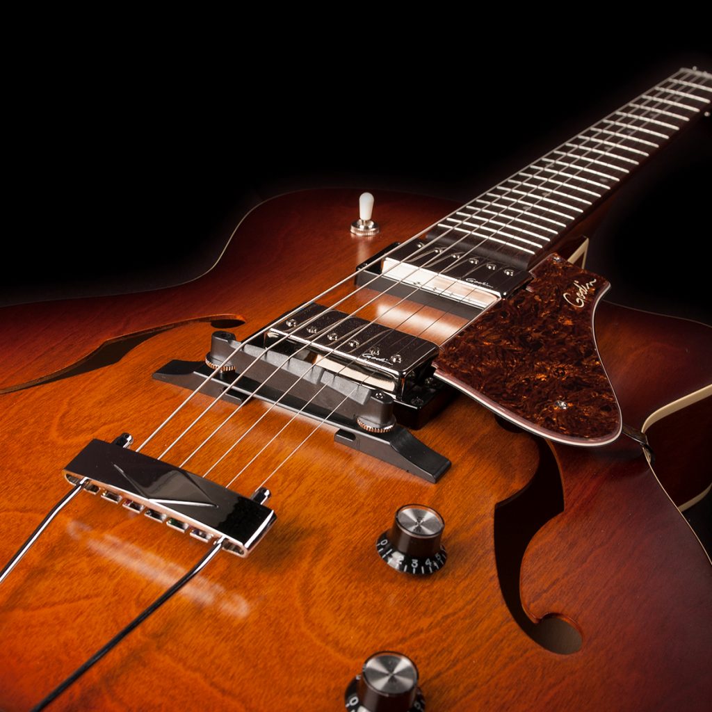 Godin 5th Avenue Cw Kingpin Ii Hb 2h Ht Rw - Cognac Burst - Guitare Électrique 3/4 Caisse & Jazz - Variation 2