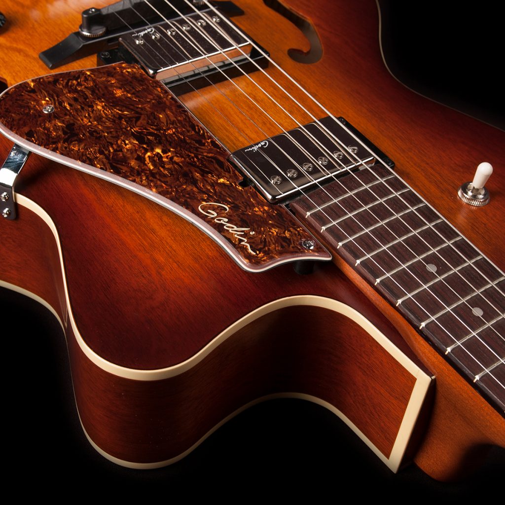 Godin 5th Avenue Cw Kingpin Ii Hb 2h Ht Rw - Cognac Burst - Guitare Électrique 3/4 Caisse & Jazz - Variation 3