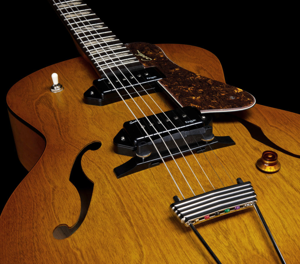 Godin 5th Avenue Jumbo P90 2s Ht Rw - Harvest Gold - Guitare Électrique 3/4 Caisse & Jazz - Variation 4