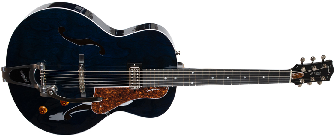 Godin 5th Avenue Nightclub H Tv Jones Bigsby Ric - Indigo Blue - Guitare Électrique 3/4 Caisse & Jazz - Variation 1