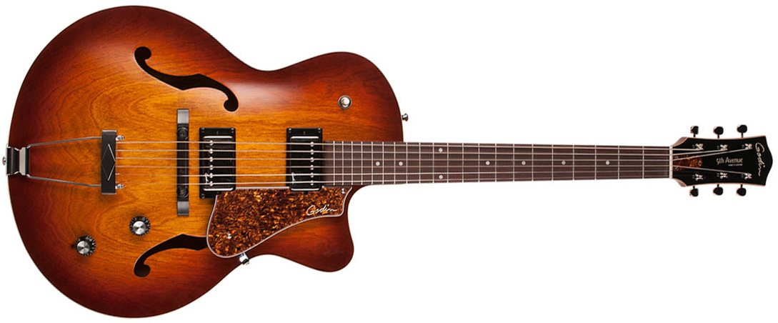 Godin 5th Avenue Cw Kingpin Ii Hb 2h Ht Rw - Cognac Burst - Guitare Électrique 3/4 Caisse & Jazz - Main picture