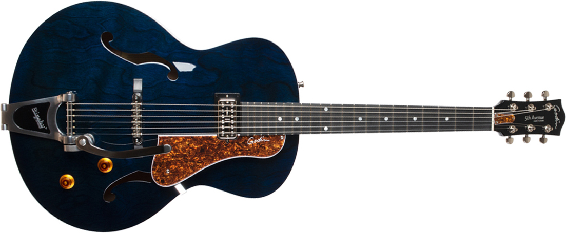 Godin 5th Avenue Nightclub H Tv Jones Bigsby Ric - Indigo Blue - Guitare Électrique 3/4 Caisse & Jazz - Main picture