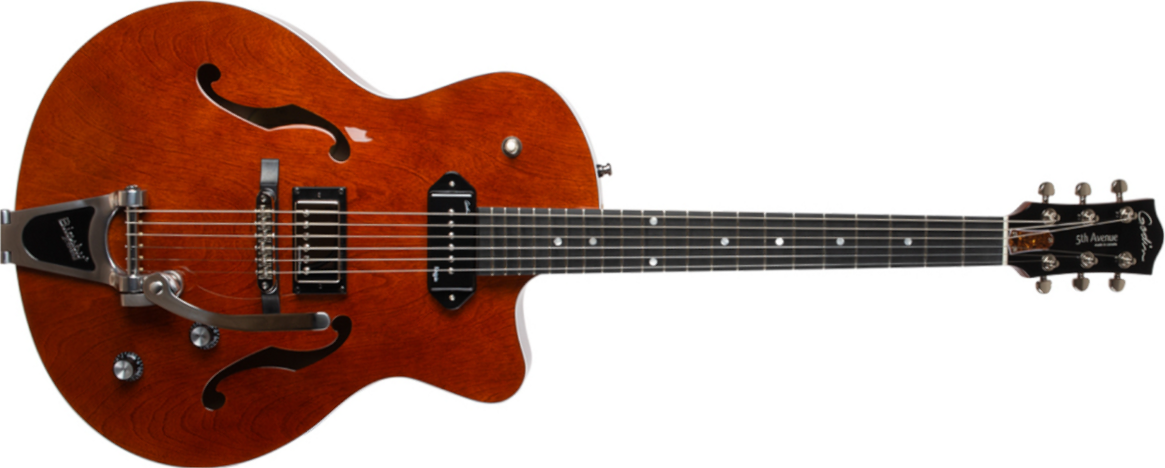 Godin 5th Avenue Uptown Custom Bigsby Hs Cw - Havana Burst - Guitare Électrique 3/4 Caisse & Jazz - Main picture