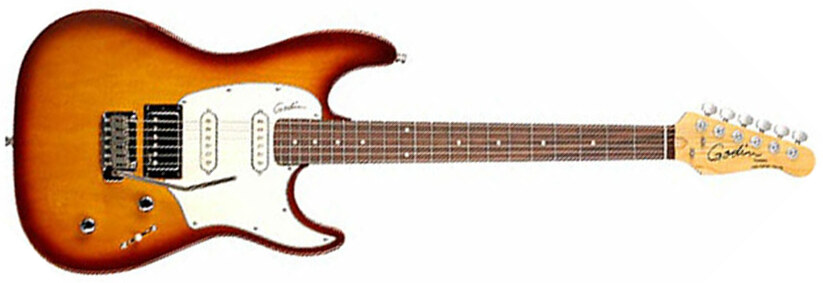 Godin Double Cutaway Session Hss Rw - Lightburst Hg - Guitare Électrique Forme Str - Main picture