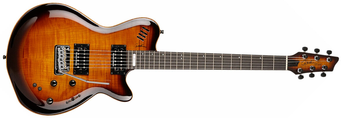 Godin Lgxt Sa Hh Seymour Duncan Piezo Midi Trem Ric - Cognac Burst Flame Aa - Guitare Électrique ModÉlisation & Midi - Main picture