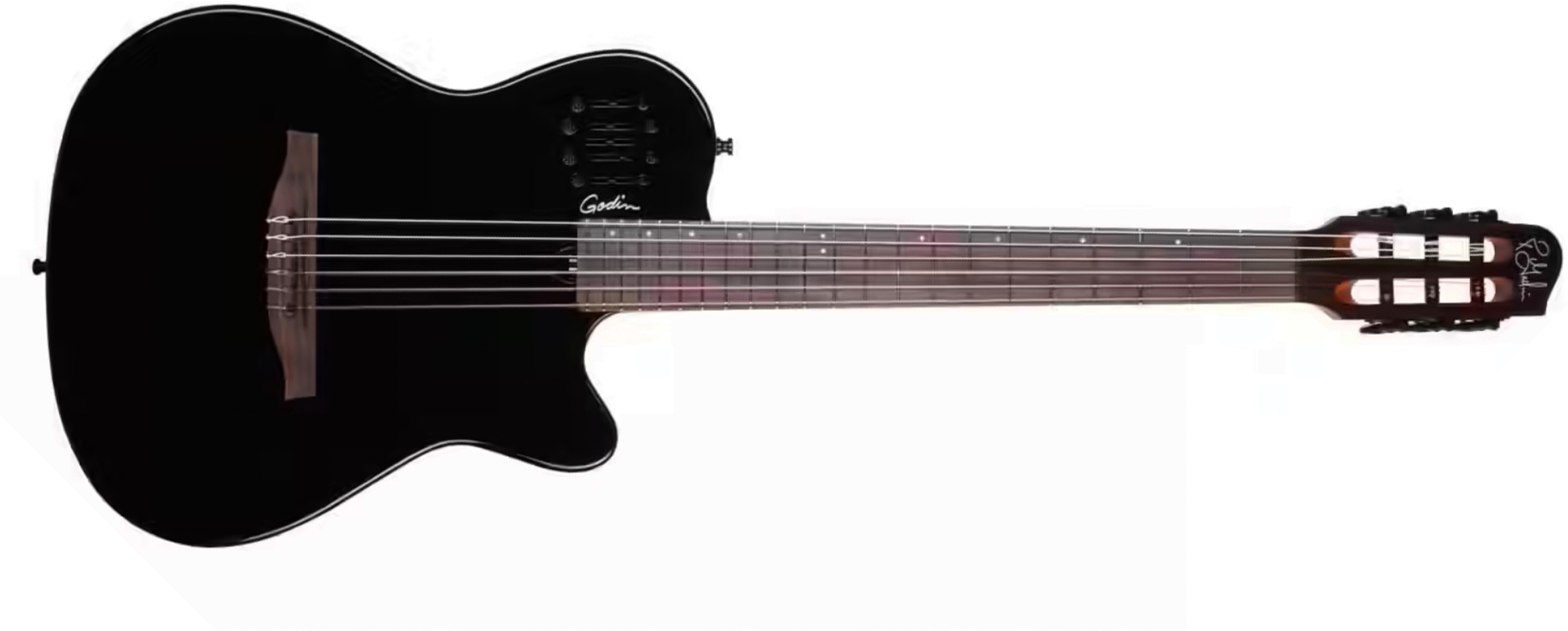 Godin Multiac Nylon Mundial Cw Cedre Acajou Rw - Onyx Black - Guitare Folk - Main picture