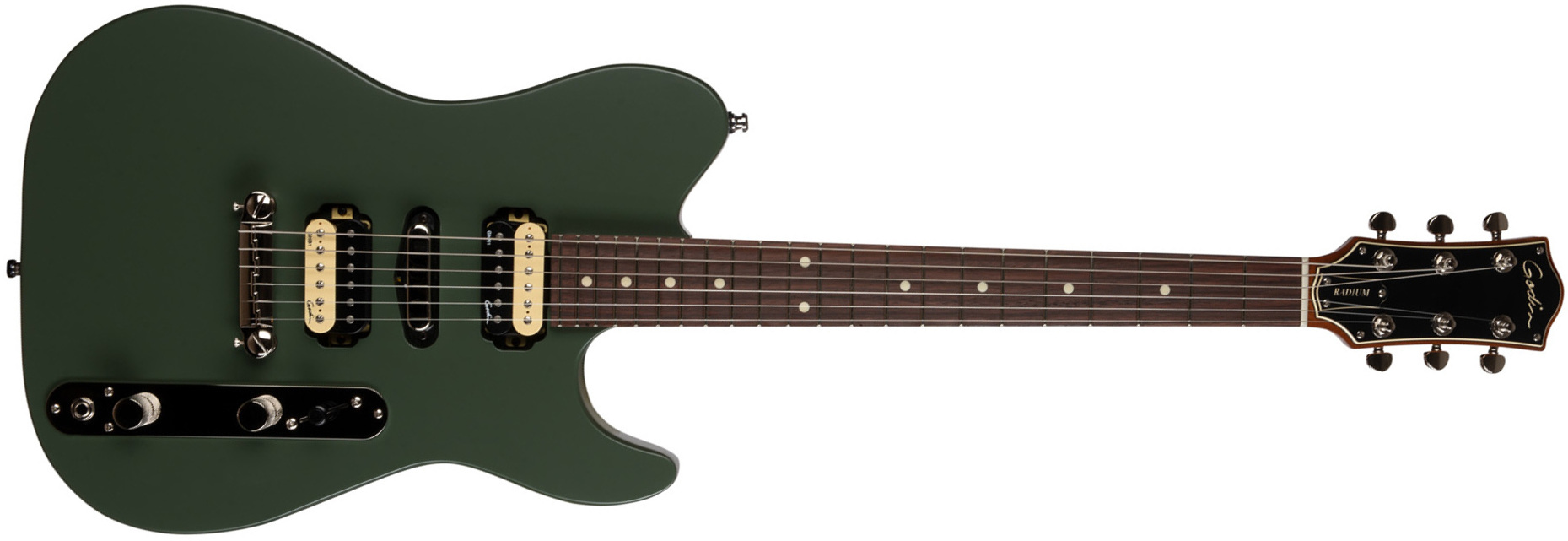 Godin Radium Hsh Ht Rw - Matte Green - Guitare Électrique Forme Tel - Main picture