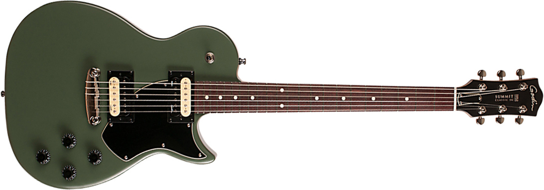 Godin Summit Classic Sg Hh Ht Rw +housse - Matte Green - Guitare Électrique Single Cut - Main picture