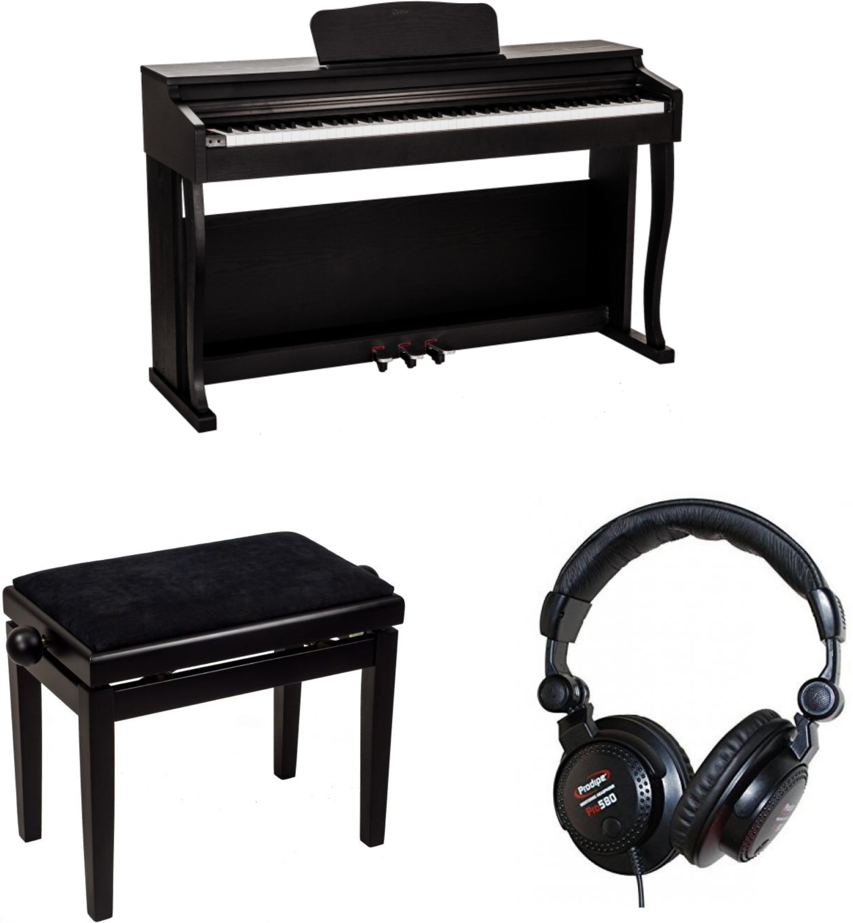 Goldstein (glp-12) Noir  + Banquette + Casque - Noir - Piano NumÉrique Meuble - Main picture
