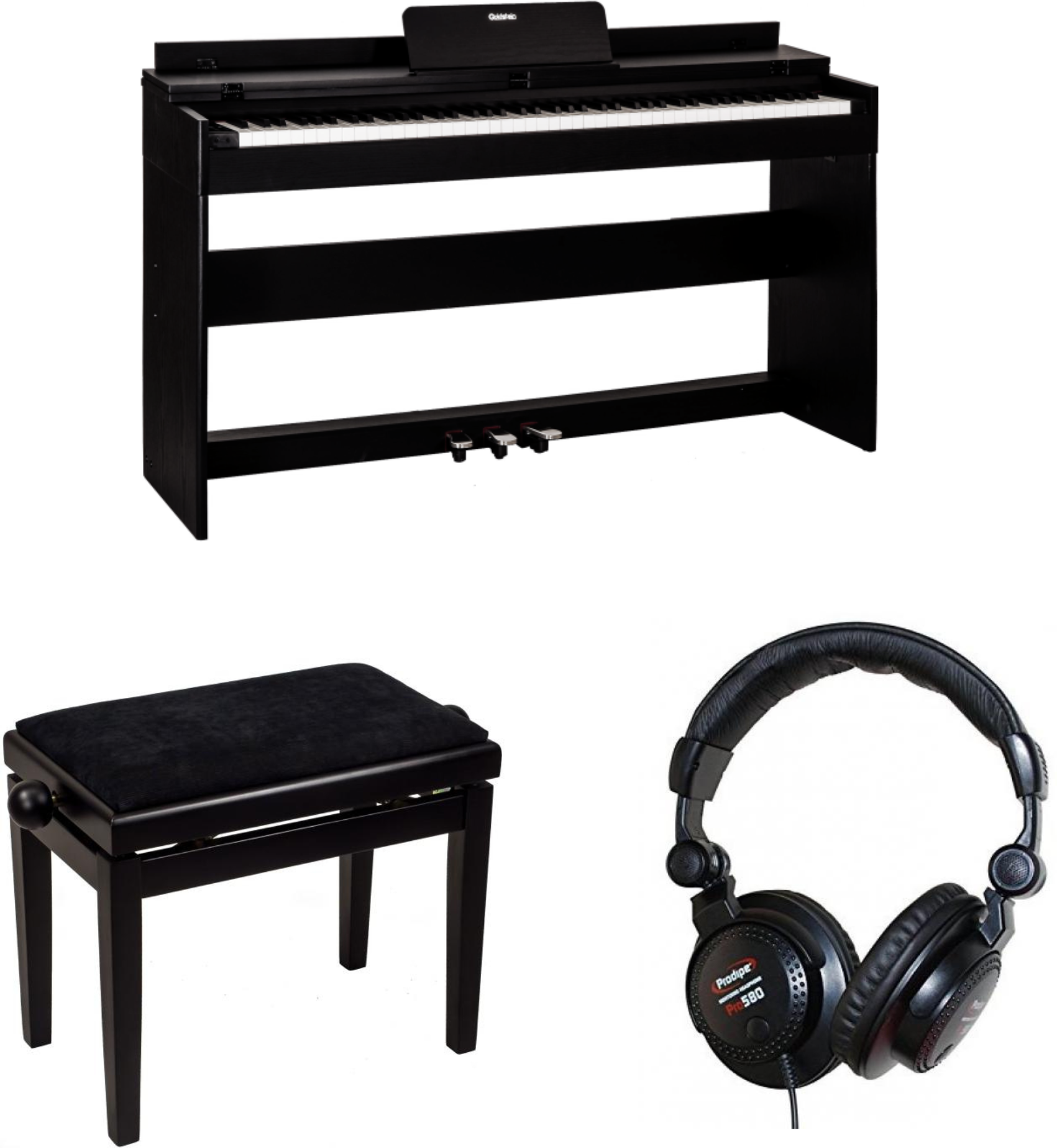 Goldstein (glp-8) Noir + Casque + Banquette - Noir - Piano NumÉrique Meuble - Main picture