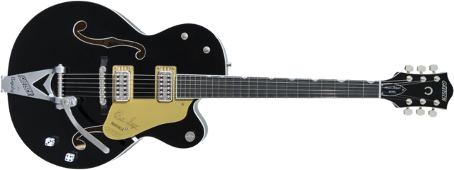 Gretsch Brian Setzer G6120t-bsnsh Nashville Japon Signature Bigsby Eb - Black Lacquer - Guitare Électrique 1/2 Caisse - Main picture