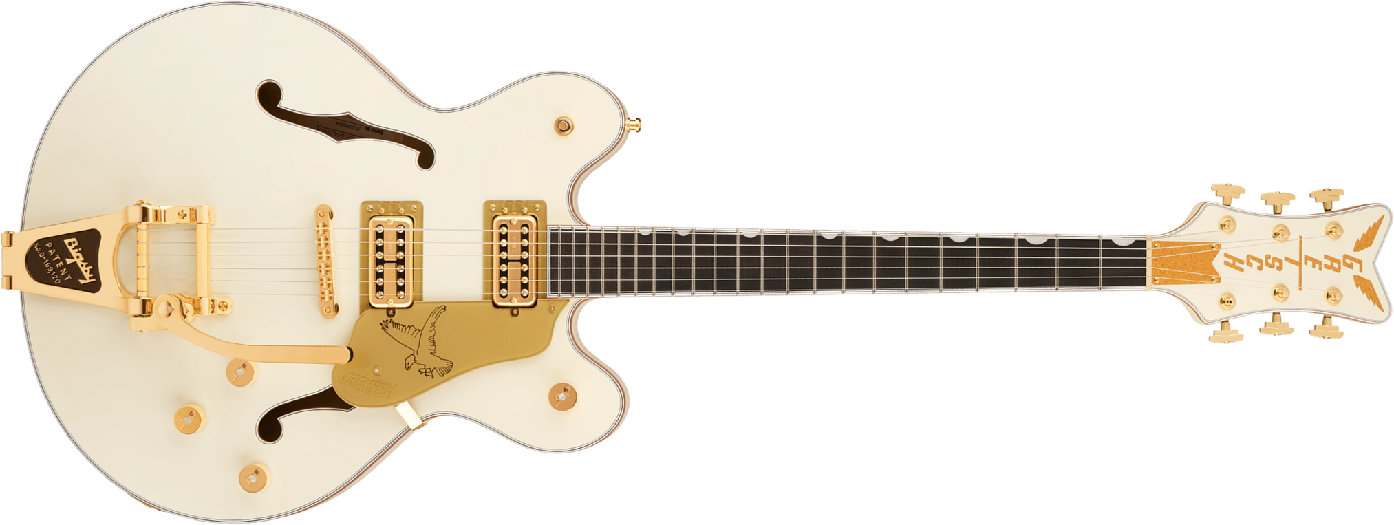 Gretsch Falcon Center Block Dc Bigsby Pro Jap Ltd 2h Trem Eb - Vintage White - Guitare Électrique 1/2 Caisse - Main picture