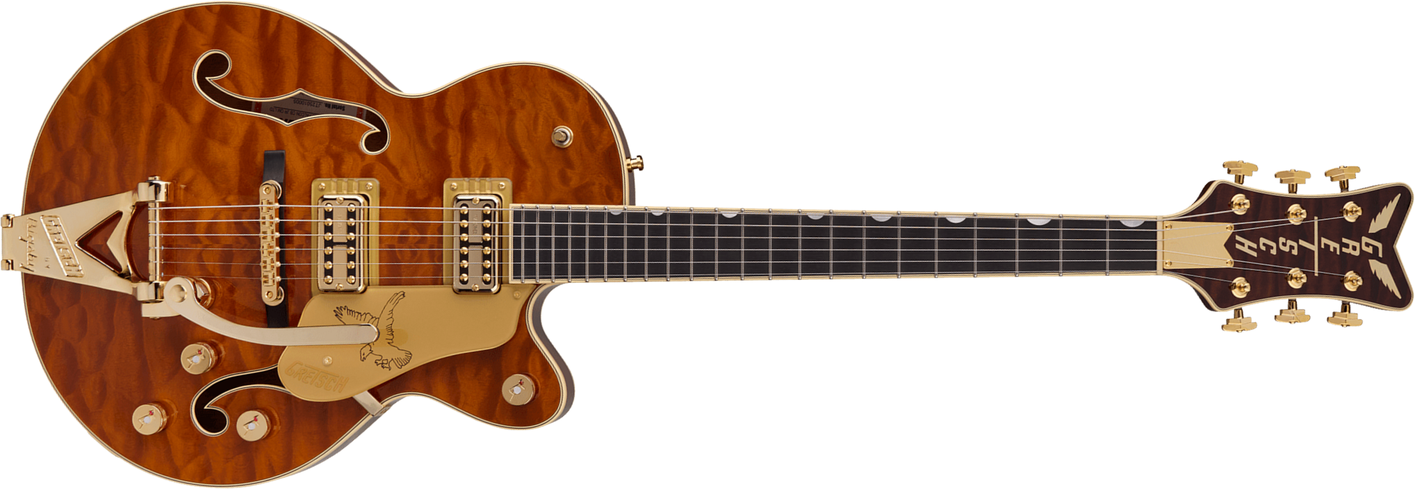 Gretsch Falcon Center Block Jr Bigsby Quilted Maple Pro Jap Ltd 2h Trem Eb - Roundup Orange Stain - Guitare Électrique Single Cut - Main picture