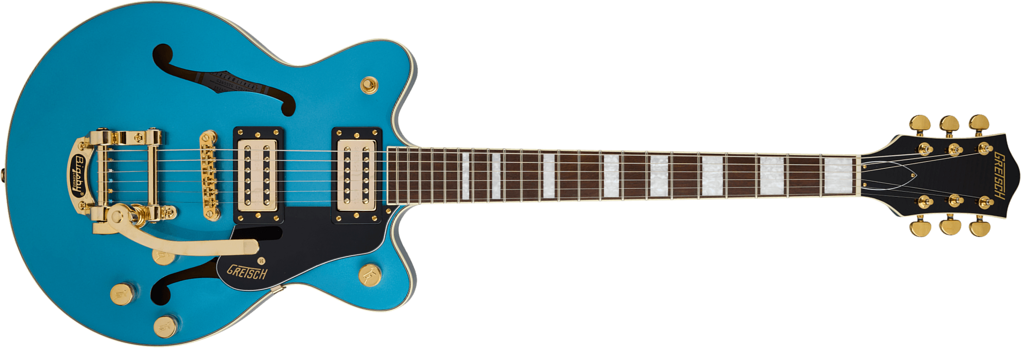 Gretsch G2655tg Center Block Jr Dc Bigsby Streamliner Ltd 2h Trem Lau - Riviera Blue - Guitare Électrique 1/2 Caisse - Main picture