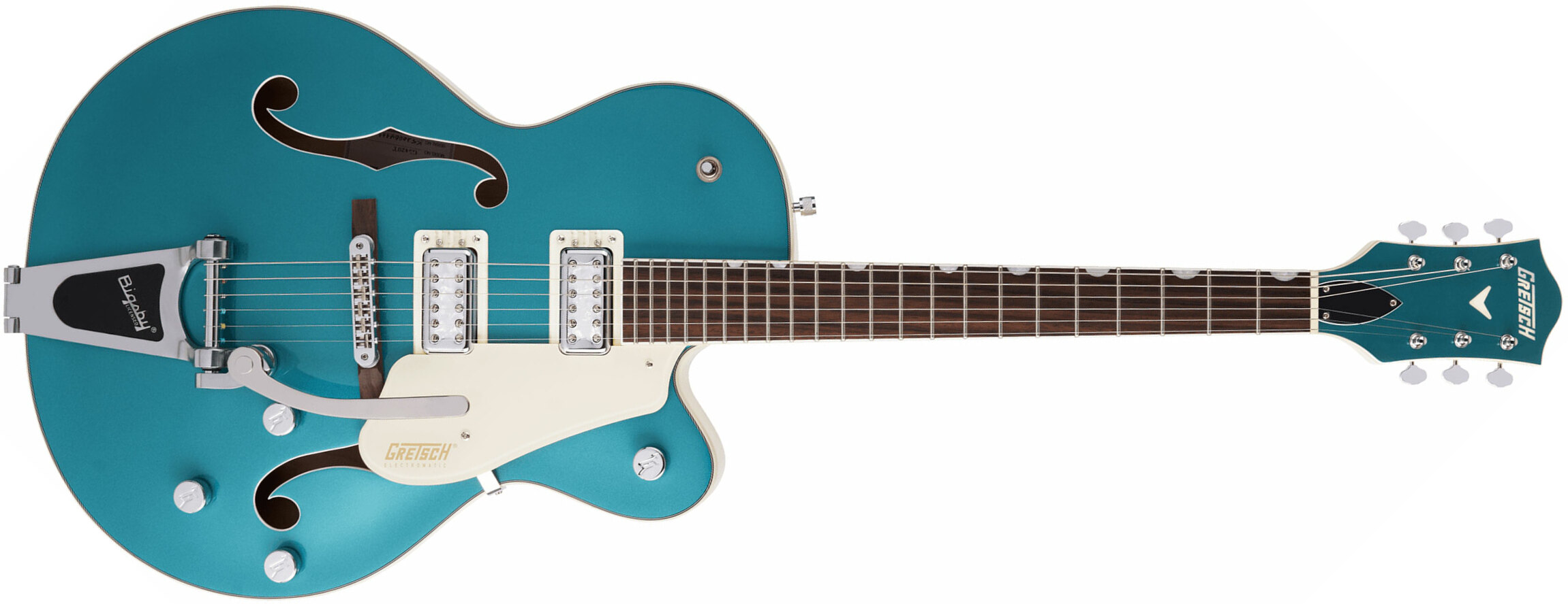 Gretsch G5410t Tri-five Electromatic Hollow Hh Bigsby Rw - Two-tone Ocean Turquoise/vintage White - Guitare Électrique 1/2 Caisse - Main picture