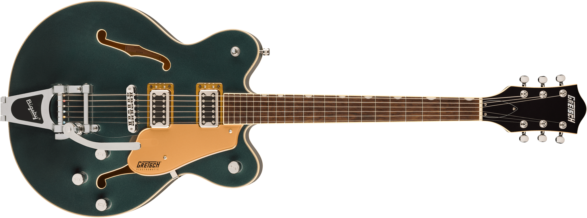 Gretsch G5622t Center Bloc Double-cut Bigsby Electromatic 2h Trem Lau - Cadillac Green - Guitare Électrique 1/2 Caisse - Main picture