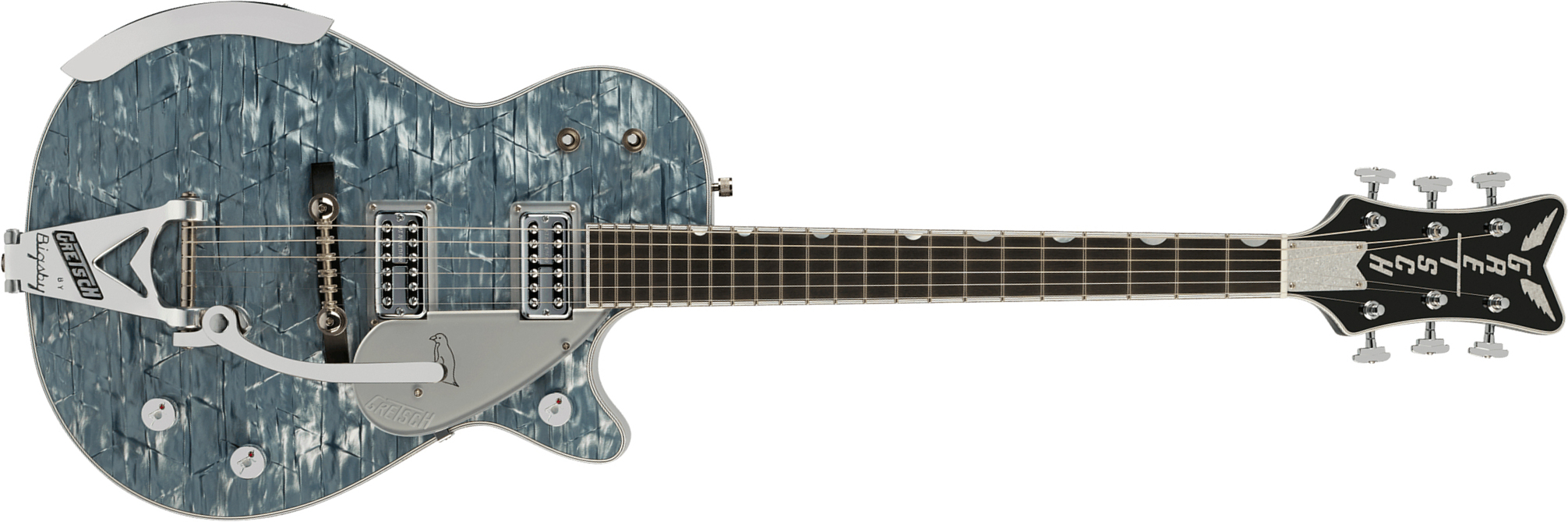Gretsch G6134tg-58 Bigsby Penguin Ltd Pro Jap 2h Trem Eb - Light Blue Pearl - Guitare Électrique Single Cut - Main picture