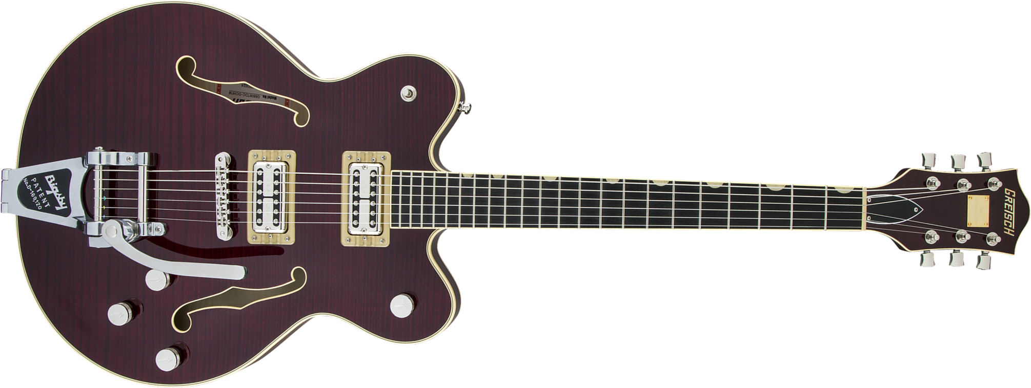 Gretsch G6609tfm Broadkaster Center Bloc Dc Players Edition Pro Jap Bigsby Eb - Dark Cherry Stain - Guitare Électrique 1/2 Caisse - Main picture