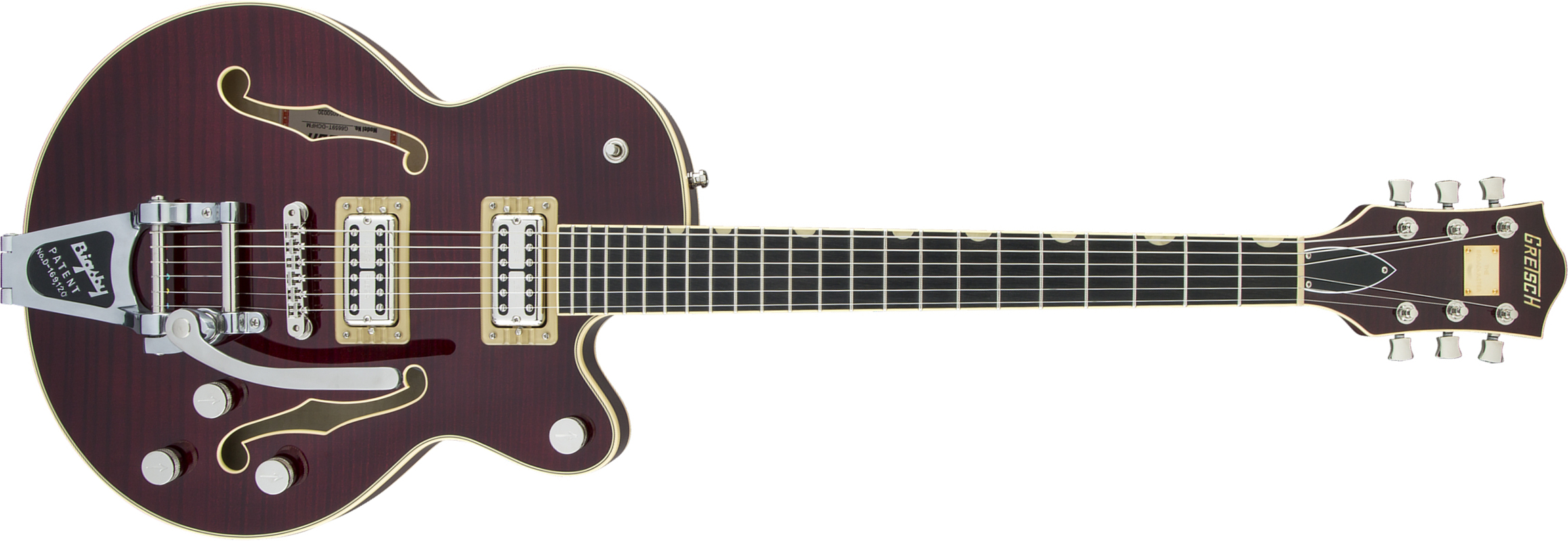Gretsch G6659tfm Broadkaster Jr Center Bloc Players Edition Pro Jap Bigsby Eb - Dark Cherry Stain - Guitare Électrique 1/2 Caisse - Main picture
