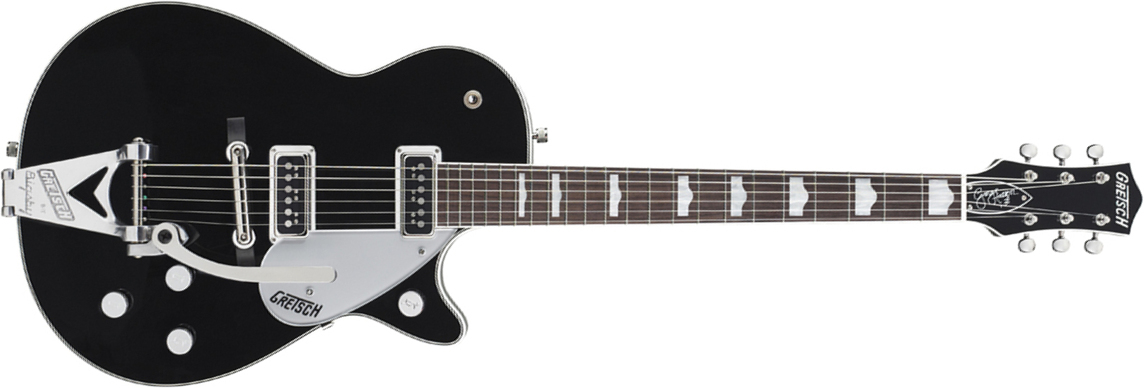 Gretsch George Harrison G6128t-gh Signature Duo Jet - Black - Guitare Électrique Single Cut - Main picture
