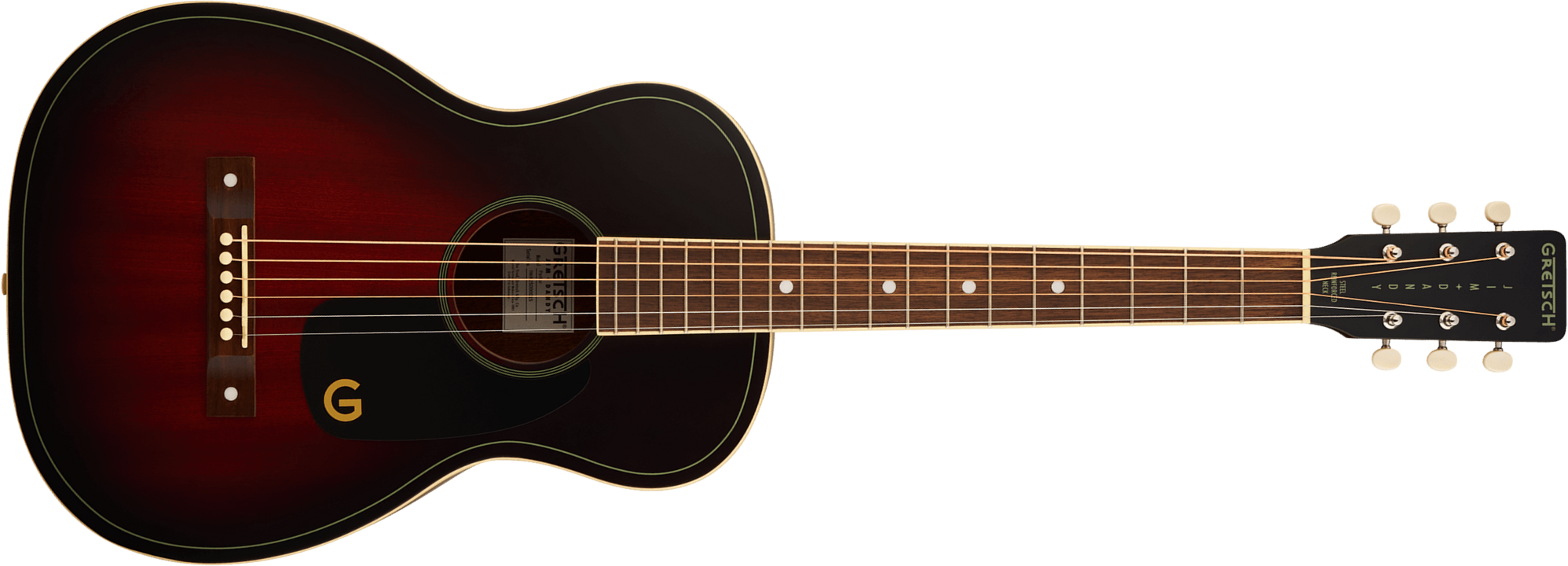 Gretsch Jim Dandy Parlor Shsc Tout Tilleul Noy - Deep Cherry Burst - Guitare Folk - Main picture