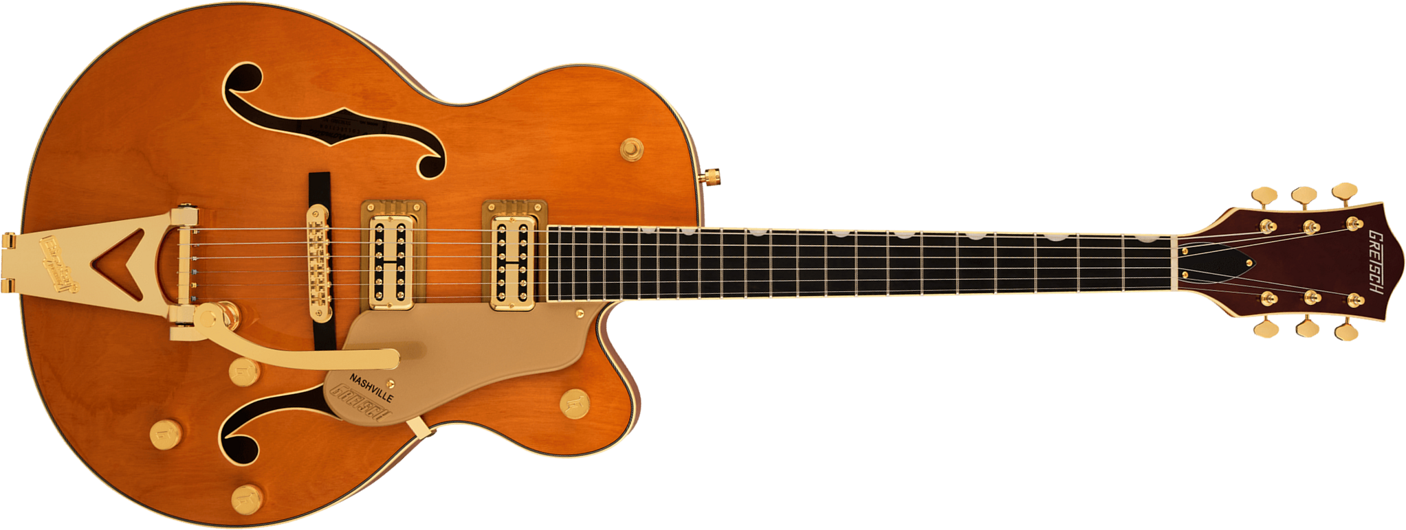 Gretsch Nashville Hollow Body Sc Bigsby Synchromatic 2h Trem Eb - 50's Orange Stain - Guitare Électrique 1/2 Caisse - Main picture