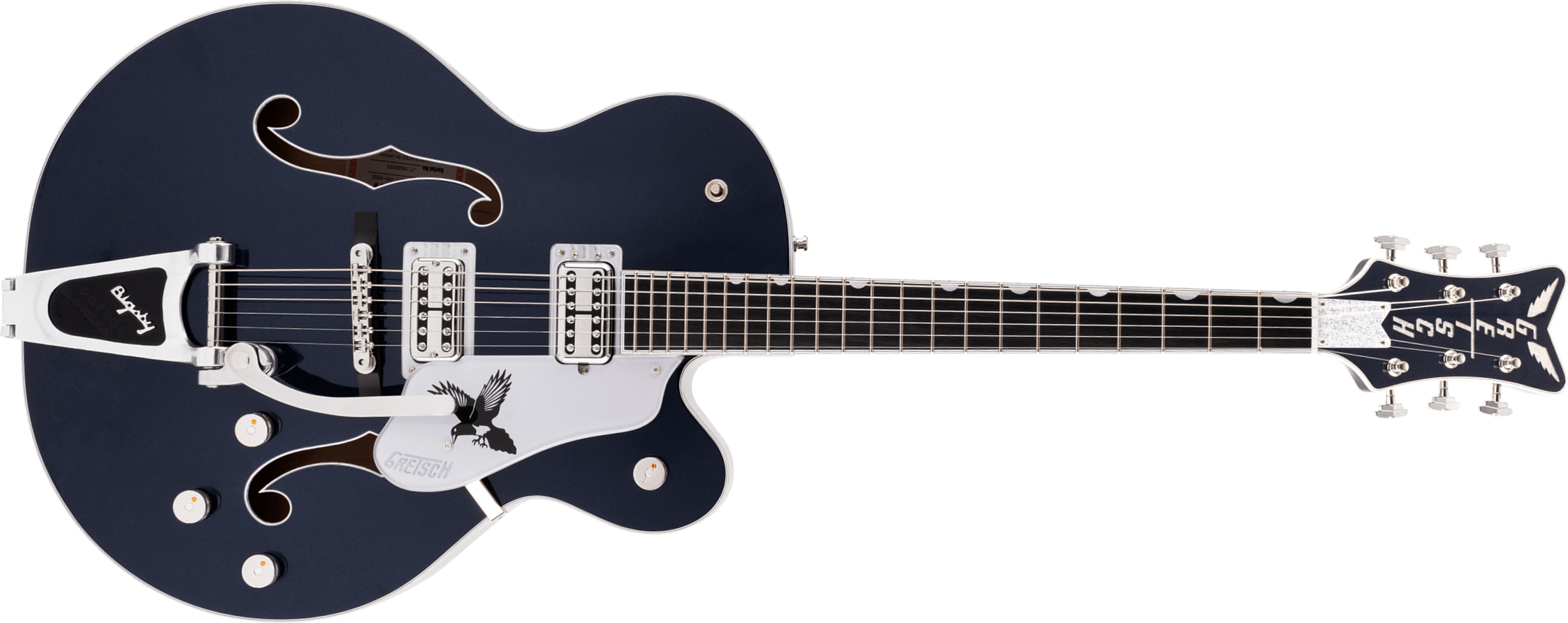 Gretsch Rich Robinson G6136t-rr Magpie Pro Jap Signature Hh Bigsby Eb - Raven's Breast Blue - Guitare Électrique 3/4 Caisse & Jazz - Main picture