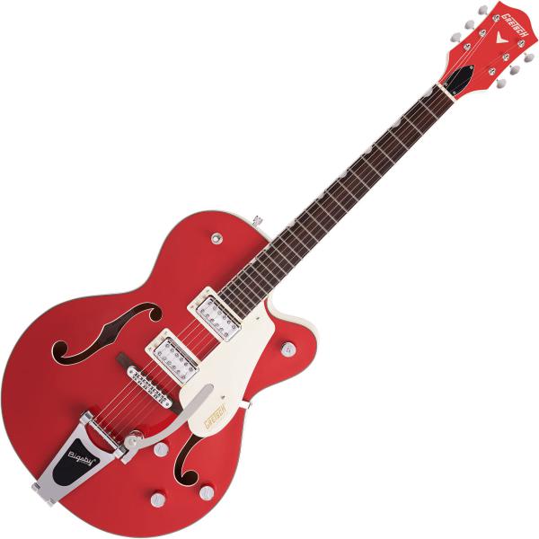 Guitare électrique 1/2 caisse Gretsch G5410T Electromatic Tri-Five Hollow Body Bigsby - 2-tone fiesta red on vintage white