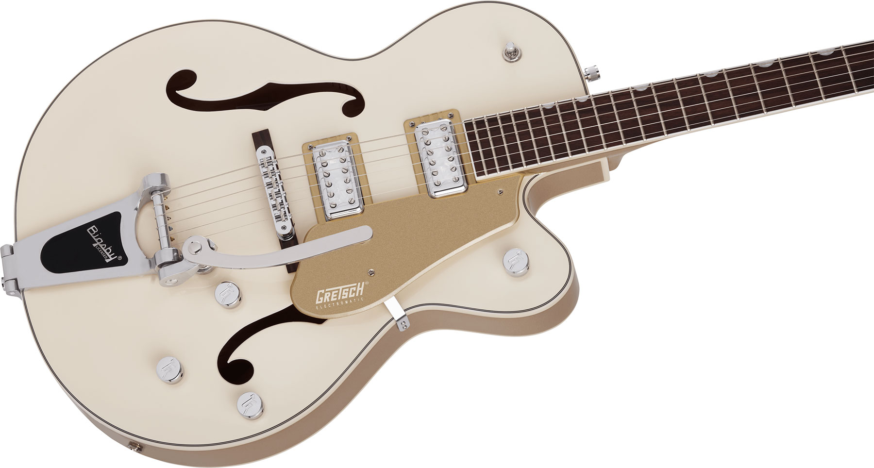 Gretsch G5410t Tri-five Electromatic Hollow Hh Bigsby Rw - Two-tone Vintage White/casino Gold - Guitare Électrique 1/2 Caisse - Variation 2