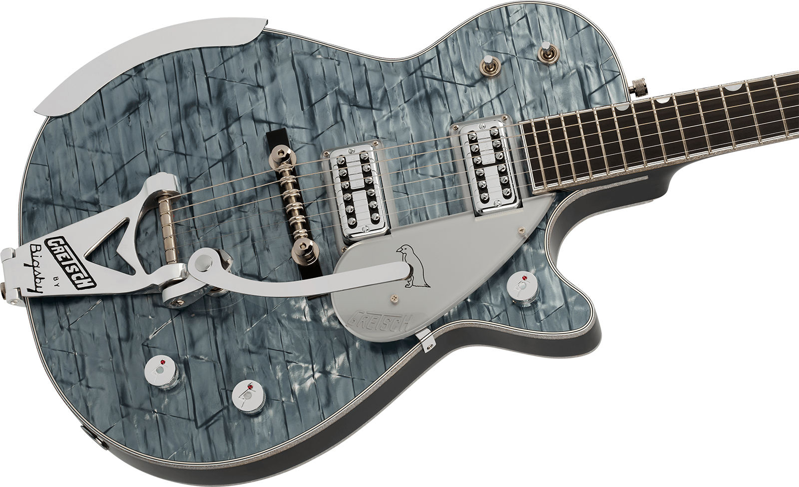 Gretsch G6134tg-58 Bigsby Penguin Ltd Pro Jap 2h Trem Eb - Light Blue Pearl - Guitare Électrique Single Cut - Variation 2