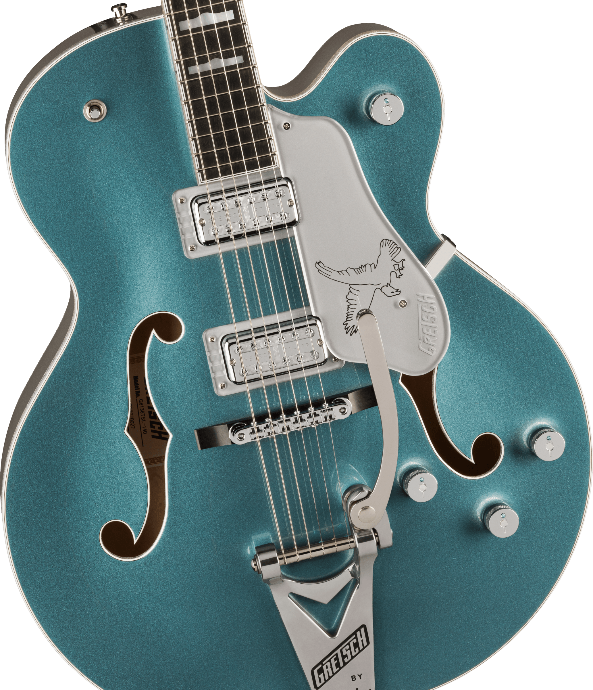 Gretsch G6136t-140 Ltd 140th Double-platinum Falcon Eb - Two-tone Stone Platinum/pure Platinum - Guitare Électrique 1/2 Caisse - Variation 2