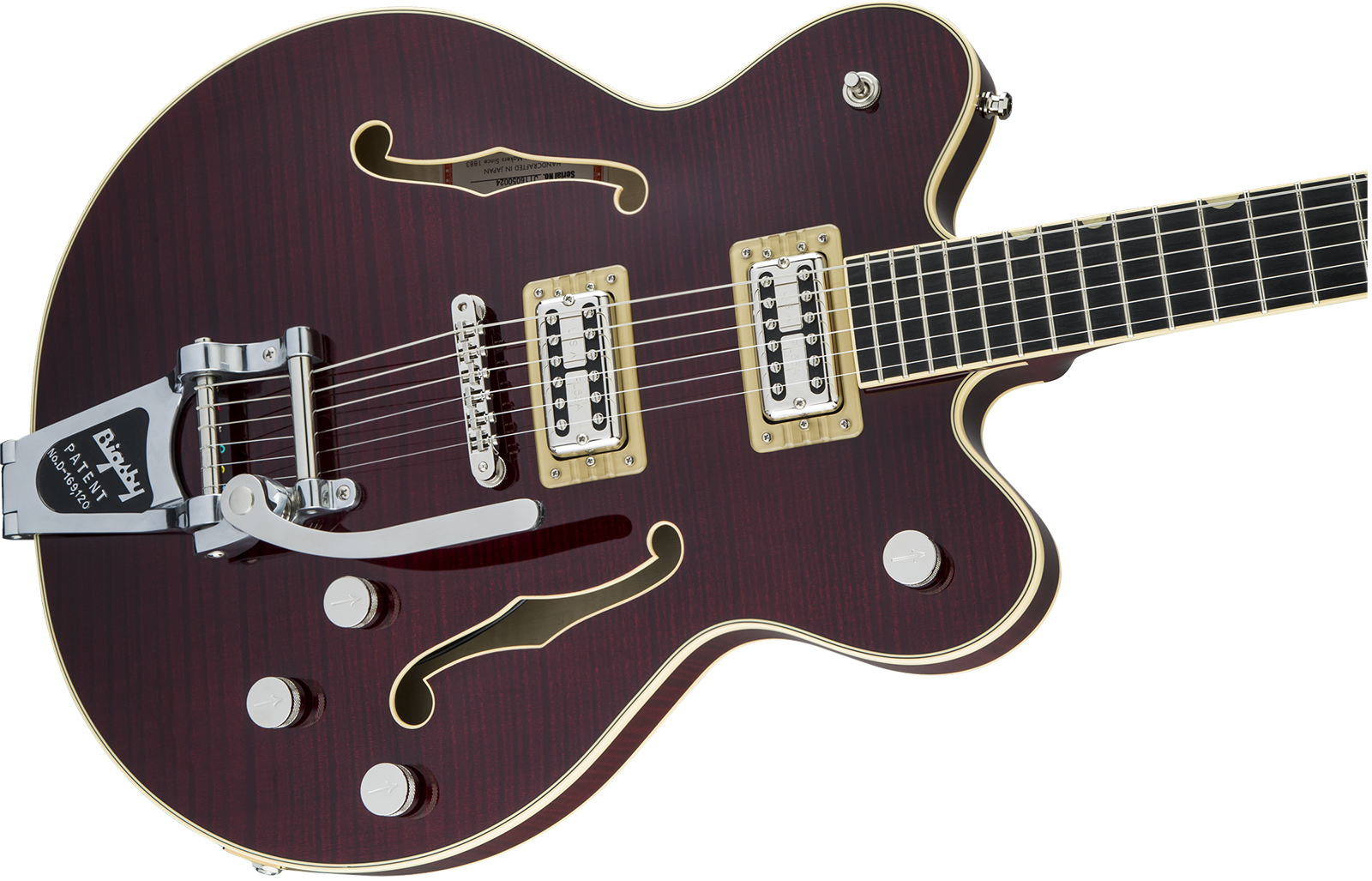Gretsch G6609tfm Broadkaster Center Bloc Dc Players Edition Pro Jap Bigsby Eb - Dark Cherry Stain - Guitare Électrique 1/2 Caisse - Variation 2