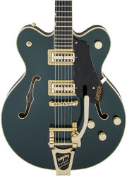 Guitare électrique 1/2 caisse Gretsch G6609TG Players Edition Broadkaster Center Block DC Bigsby Gold Hardware (Japan) - Cadillac green