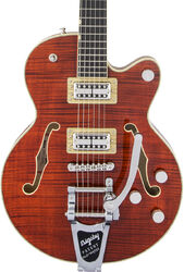 Guitare électrique 1/2 caisse Gretsch G6659TFM Players Edition Broadkaster Jr. Center Bloc Nashville Professional Japan - Bourbon stain