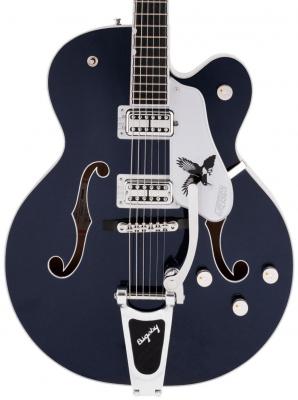 Guitare électrique 3/4 caisse & jazz Gretsch Rich Robinson G6136T-RR Magpie Bigsby Professional (Japan) - Raven's breast blue