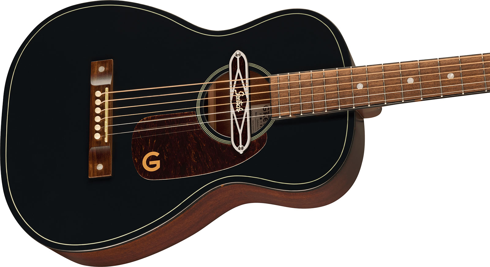 Gretsch Jim Dandy Deltolux Parlor Tout Sapele Noy - Black Top Semi Gloss - Guitare Electro Acoustique - Variation 2