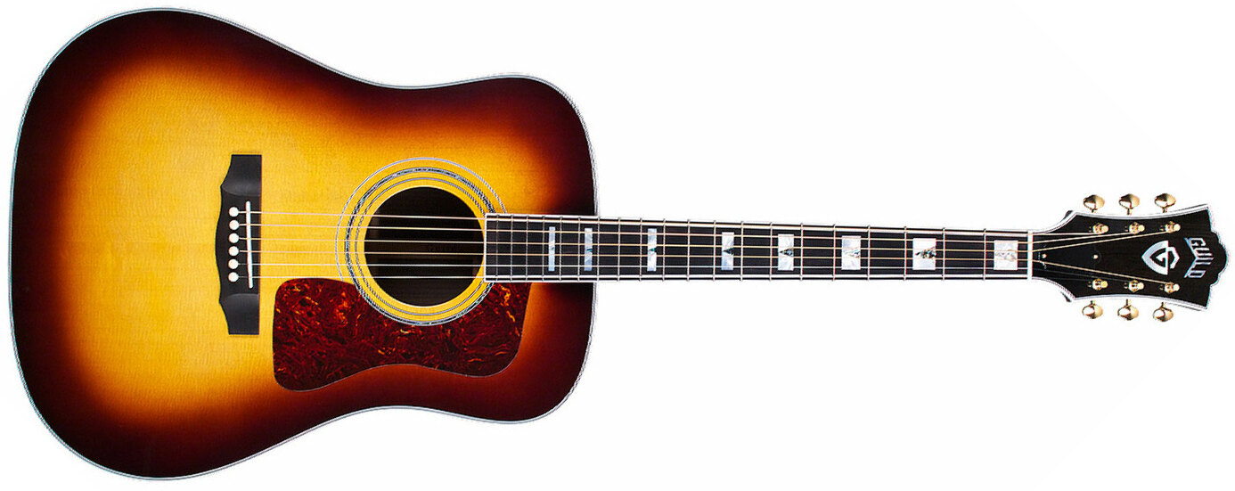 Guild D-55e Usa Dreadnought Epicea Palissandre Eb - Antique Burst - Guitare Electro Acoustique - Main picture