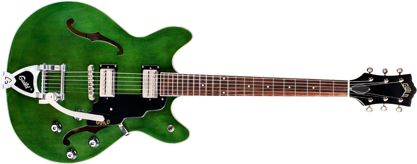 Guild Starfire I Dc Newark St Hh Bigsby Rw - Emerald Green - Guitare Électrique 1/2 Caisse - Main picture