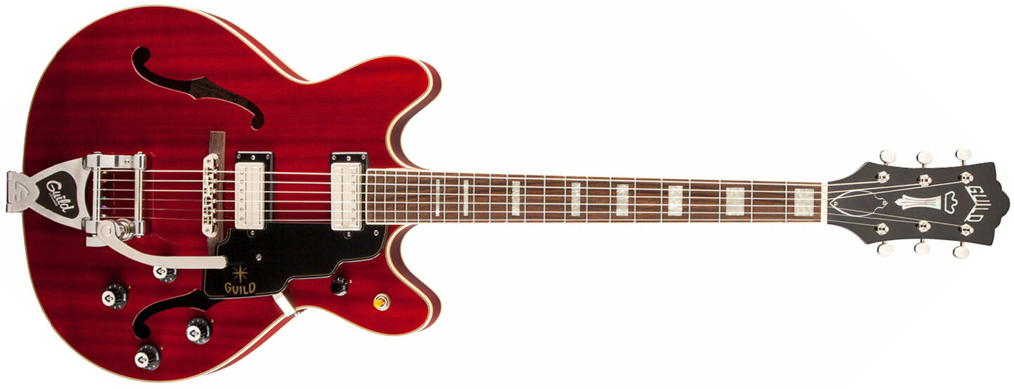 Guild Starfire V Newark St Hh Bigsby Rw - Cherry Red - Guitare Électrique 1/2 Caisse - Main picture