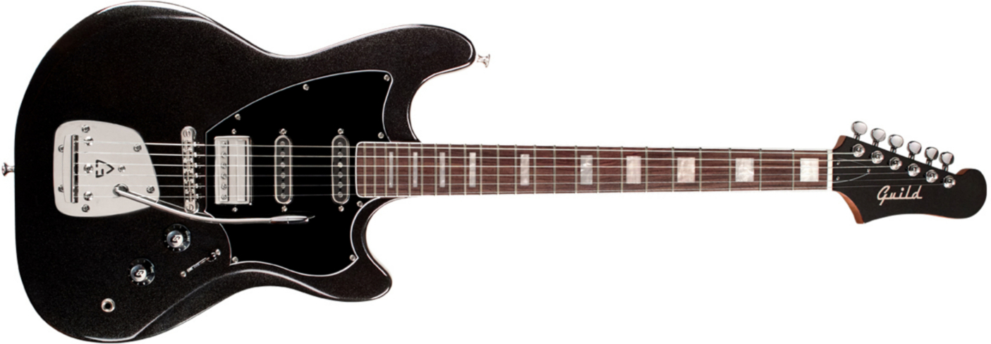 Guild Surfliner Deluxe Trem Hss Rw - Black - Guitare Électrique RÉtro Rock - Main picture