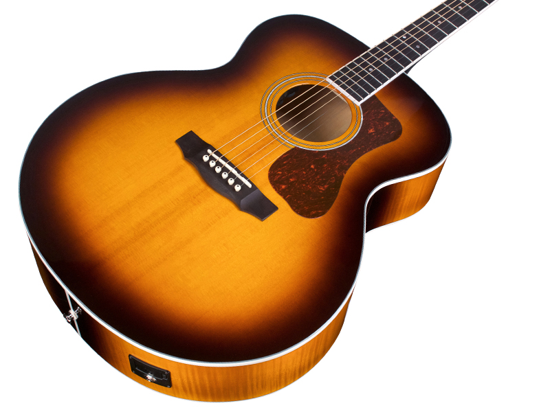 Guild F-250e Deluxe Westerly Jumbo Epicea Erable Pf - Antique Burst - Guitare Electro Acoustique - Variation 3