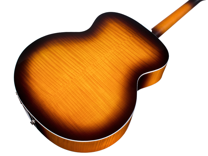 Guild F-250e Deluxe Westerly Jumbo Epicea Erable Pf - Antique Burst - Guitare Electro Acoustique - Variation 4