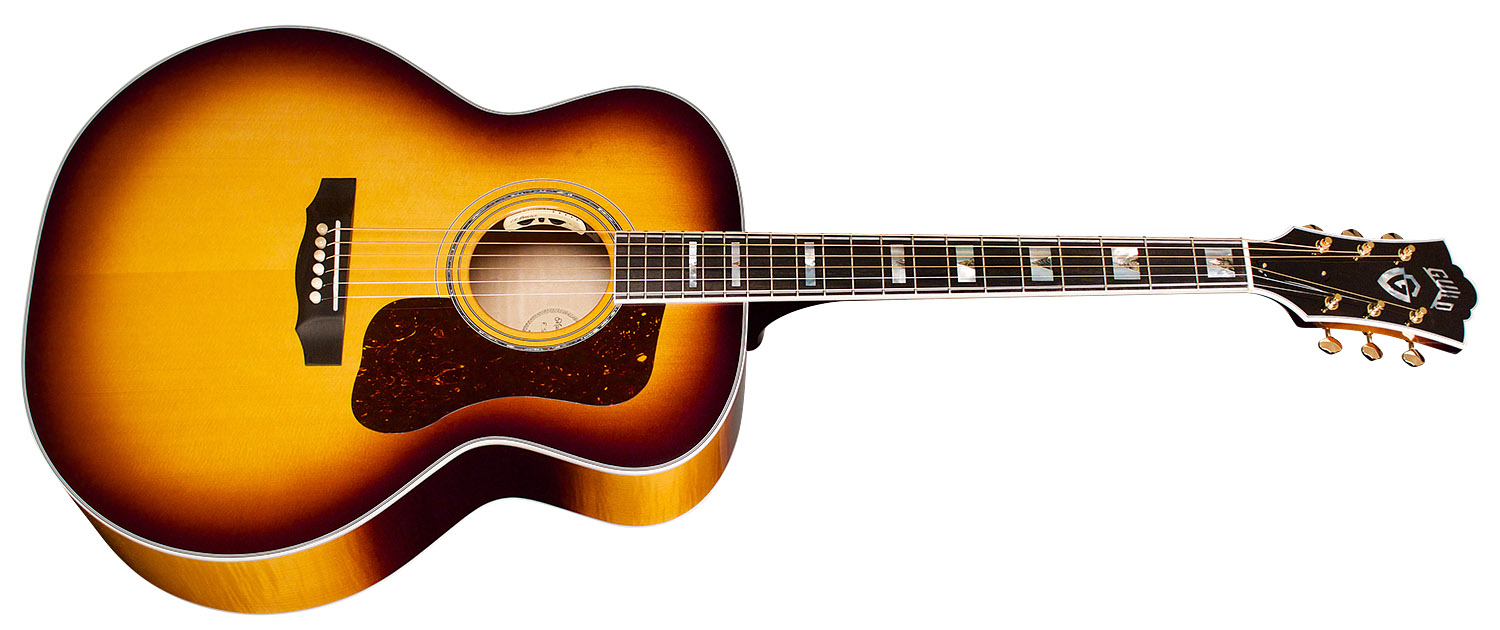 Guild F-55e Maple Usa Jumbo Epicea Erable Eb - Antique Sunburst - Guitare Electro Acoustique - Variation 1