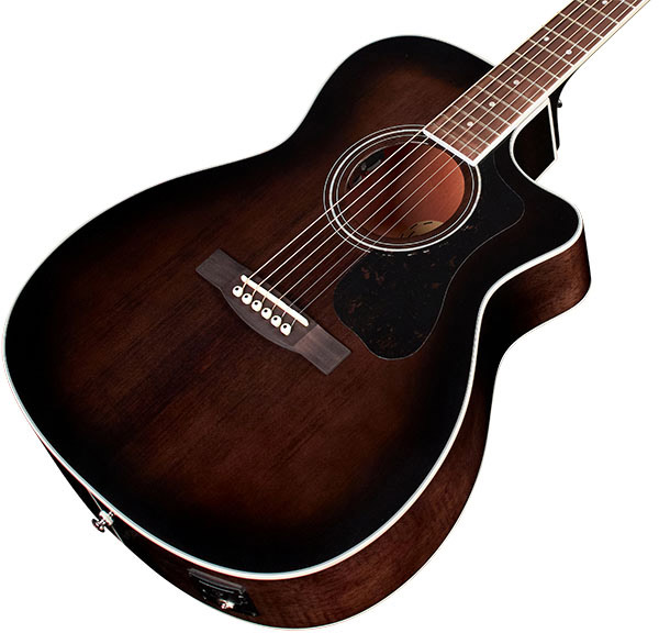 Guild Om-260ce Deluxe Flamed Mahogany Westerly Orchestra Cw Epicea Acajou Pf - Transparent Black Burst - Guitare Electro Acoustique - Variation 2